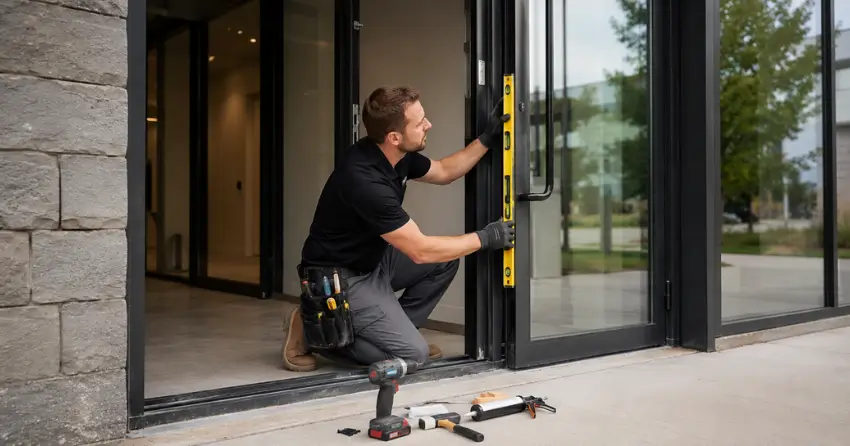 commercial glass door frame installation Bolton