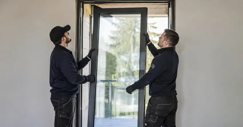 new glass panel being fitted into door frame in Bolton