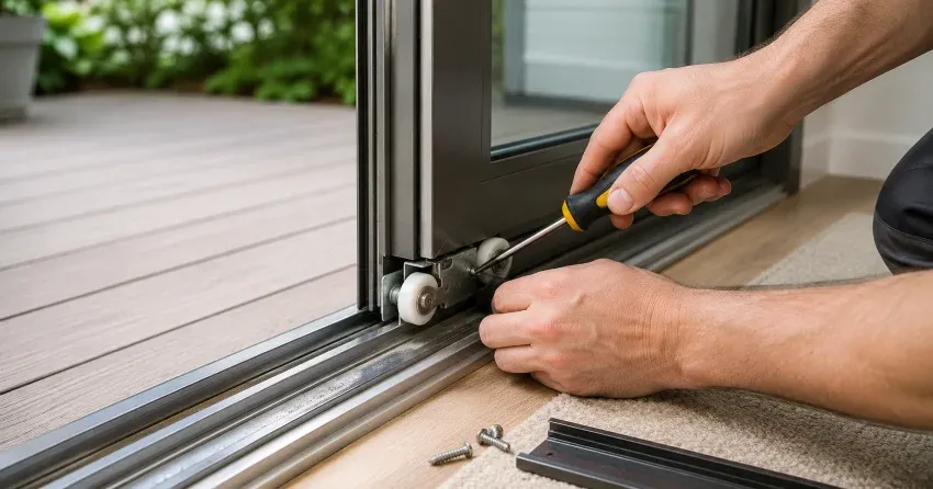 sliding door fix Bolton technician diagnosing track issue
